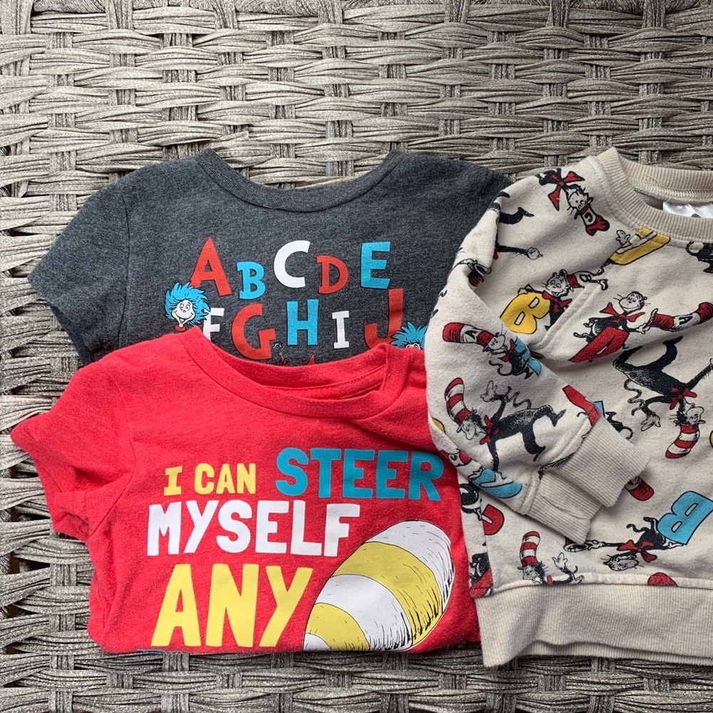 12 Months Dr. Seuss Crewneck + 2 T-Shirts Bundle